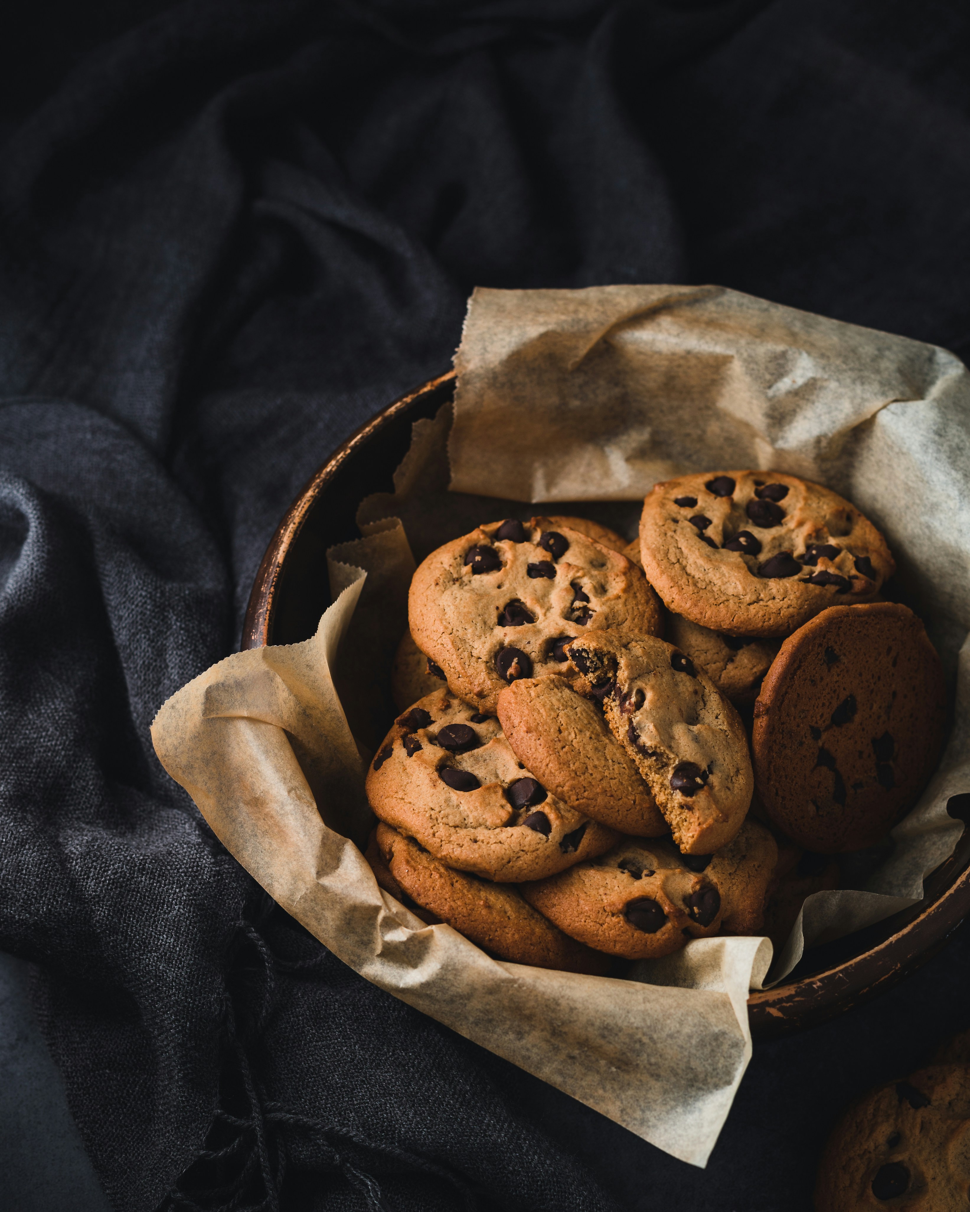 Chocolate chip cookies on a plate